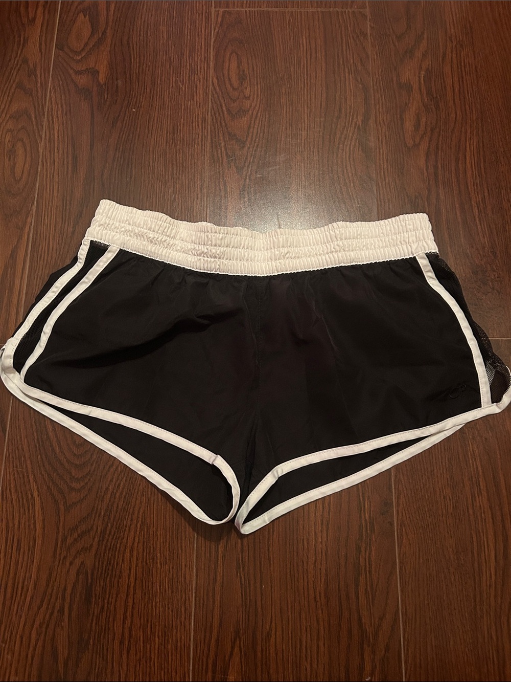 OP Black Athletic Shorts with White Waistband and Piping